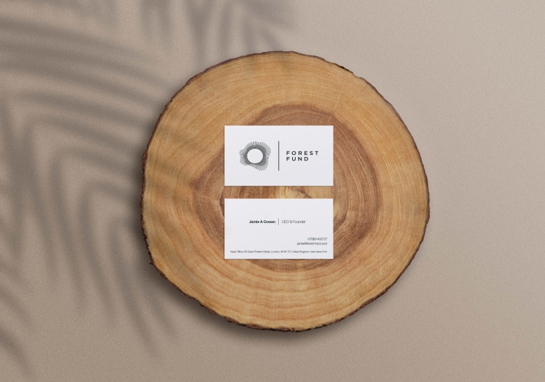 Forest Fund Business Card on Tree Stump